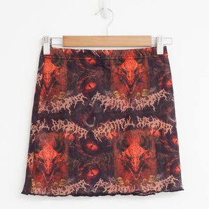 SALE NGOrder Skull Dragon Mesh Mini Skirt XS